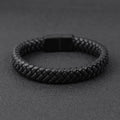Punk Classic Woven Braided Genuine Leather Bracelet Stainless Steel Custom Bracelet for Men