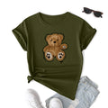 2025 New Casual Women's T-Shirt Breathable Cotton Logo Solid Super Soft Comfortable Crew Neck Cute Doll Bear Loose Fit