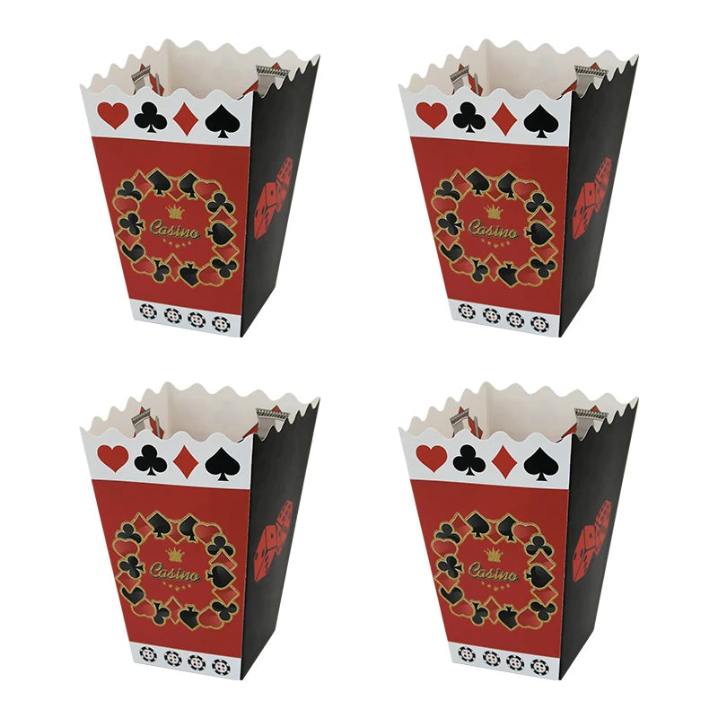 Poker Design Recyclable Paperboard Popcorn Box for Movie Night Snack Container Popcorn Holders for Party Decorations Carnival