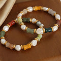Vintage Fashion DIY Customized Natural Stone Handmade Bamboo Seed Bracelet Freshwater Baroque Pearls Jewelry for Women