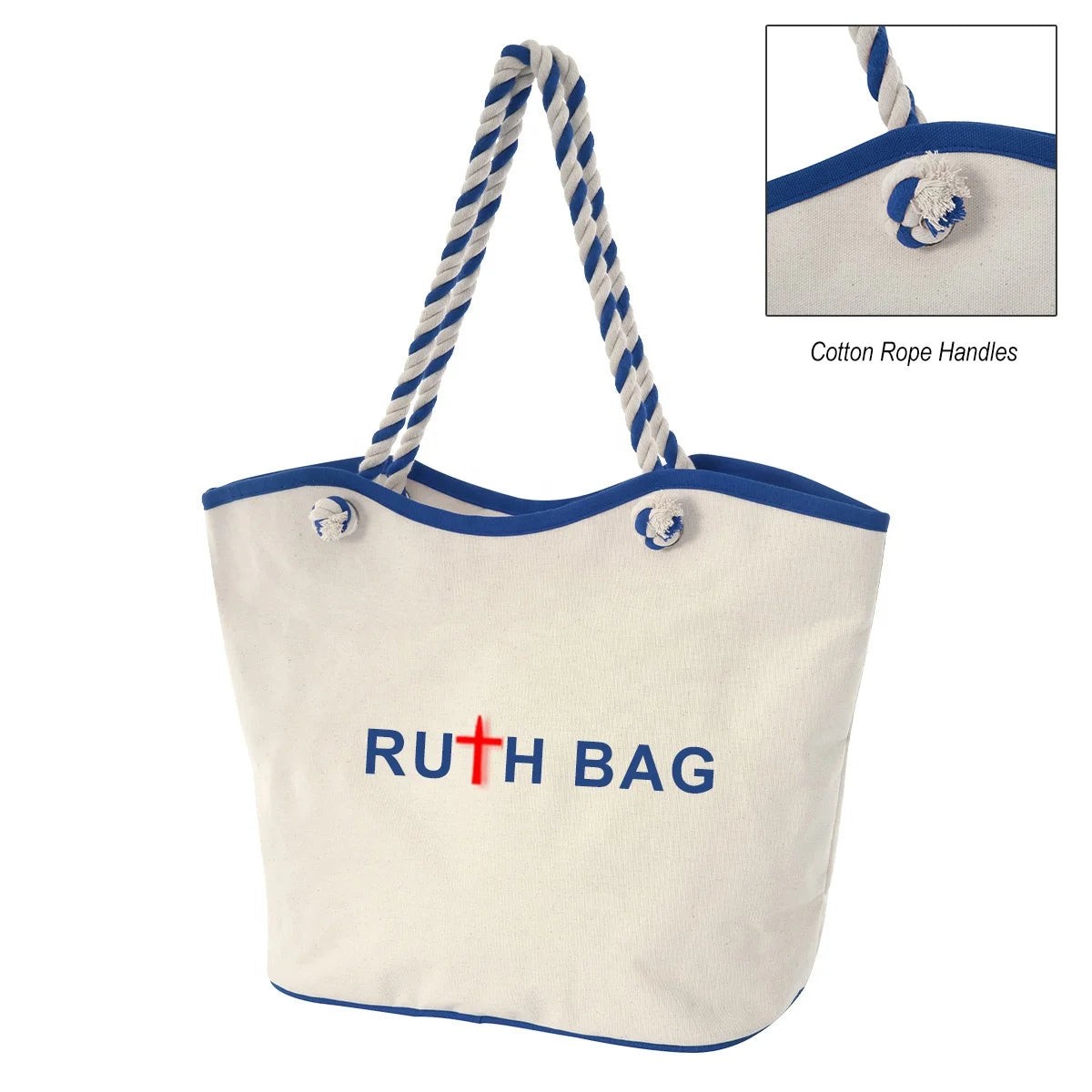 Ruthbag MAUI 8 OZ Laminated Cotton Canvas Duffle Tote Bag with Letter Pattern Stylish Shopping Bag