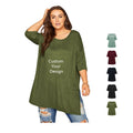Women's Vintage Oversized T-Shirt Solid White XL Loose Fit Button Decoration Customizable Logo Puff Printing Knitted Leopard