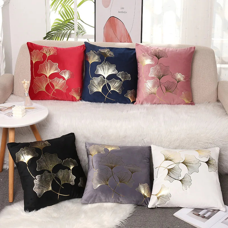 Amazonn Pillow Fashion Flannel Gold Plated Pillowcase Sofa Cushion Cover Car Pillow Cover Camping Bedding Wholesale Customized