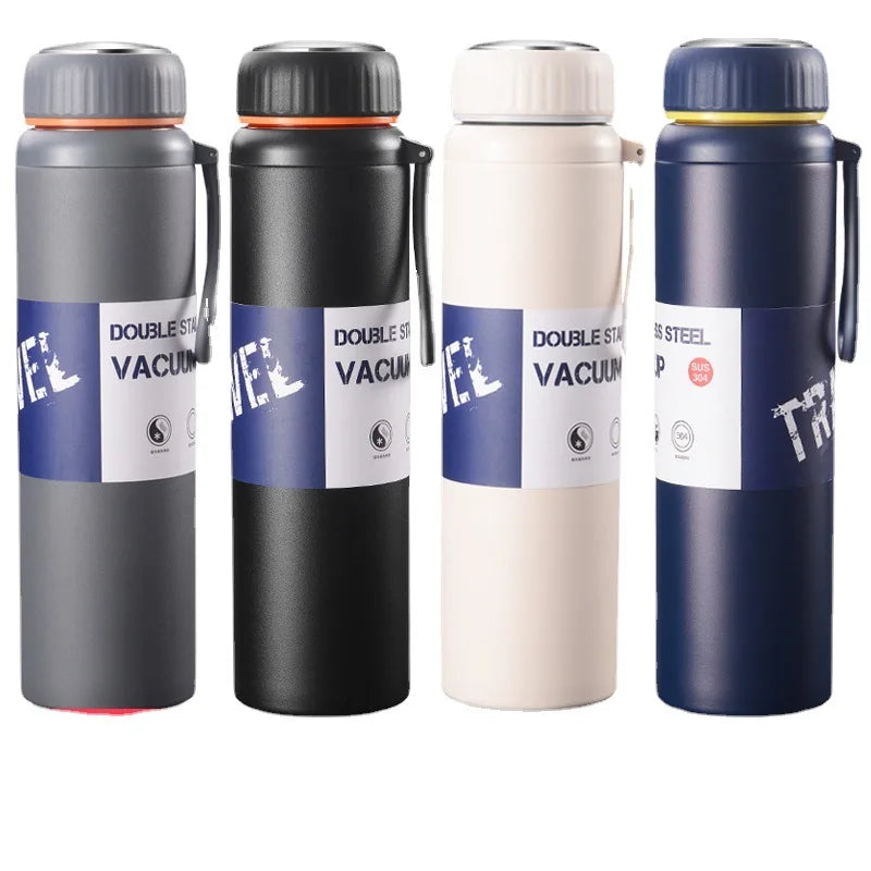 800ML 1L Stainless Steel Large Capacity Insulated Water Bottles Thermal Flask Portable Outdoor Kettle for Sports With Tea Filter