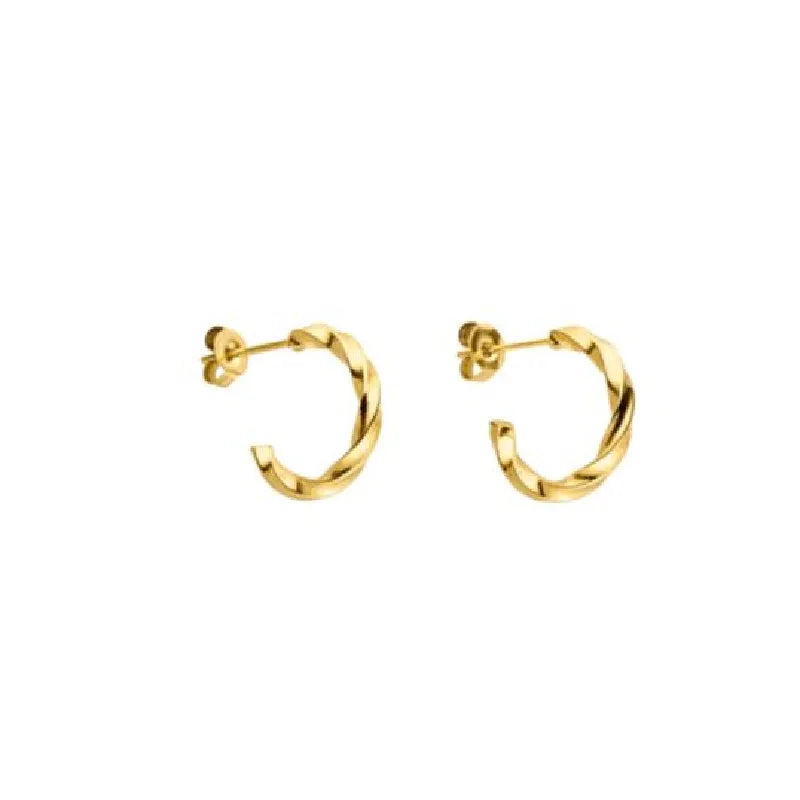 QYRY KELANI CC Simple Stainless Steel Cuff Earrings High Quality Trendy 18K Gold Plated Best Gift Fashion Lovers Unisex Model
