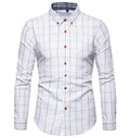 Wholesale White Black Cotton Blend Custom Oversized Men Casual Business Shirt Long Sleeve Plaid Shirt