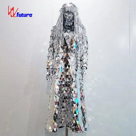 Luminous LED Clothing Mirror Dress Costume for Adults Dance Stage Performance Use Handmade Spandex/Organic Cotton Kits 1 Piece