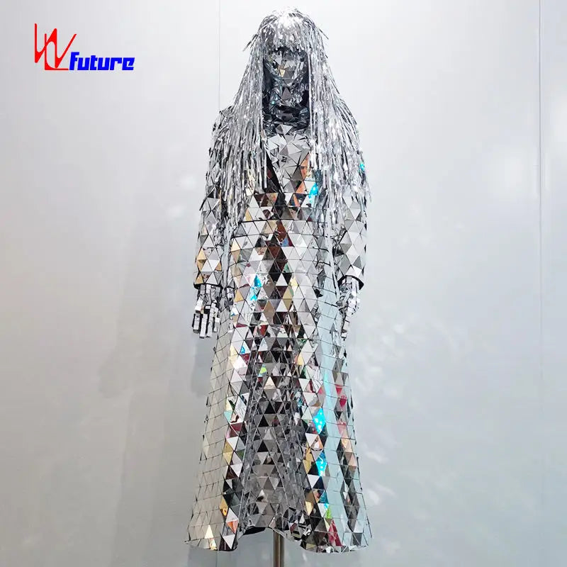 Luminous LED Clothing Mirror Dress Costume for Adults Dance Stage Performance Use Handmade Spandex/Organic Cotton Kits 1 Piece