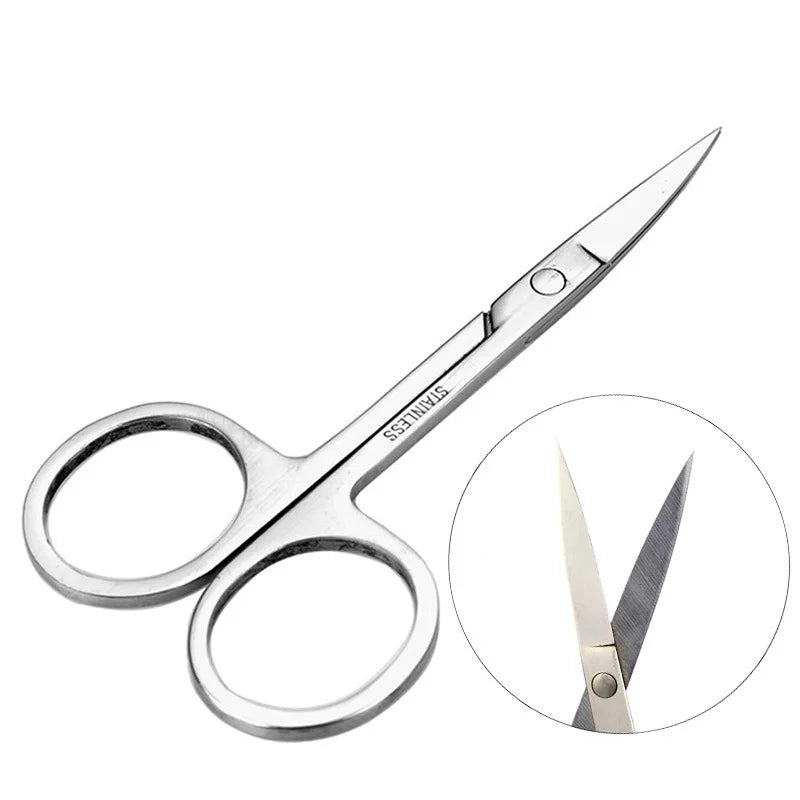 Stainless Steel Manual Eyebrow & Beard Trimming Scissors Small Round Head Design With Sharp Curved Blade Beauty Tool