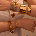 18K Stainless Steel Chunky Cuff Bracelet Fashion Statement Jewelry with Multiple Designs Tarnish-Free for Trendy Gifts