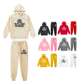 Sublimation Blank Solid Terry Pullover Printed Unisex Autumn Mens Sweatpants and Hoodie Set