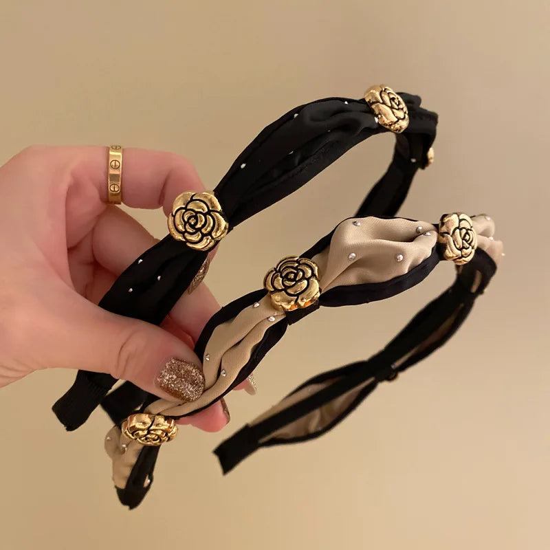 2022 New Camellia Hairbands Hair Hoop Accessories French Vintage Flower Headband for Women
