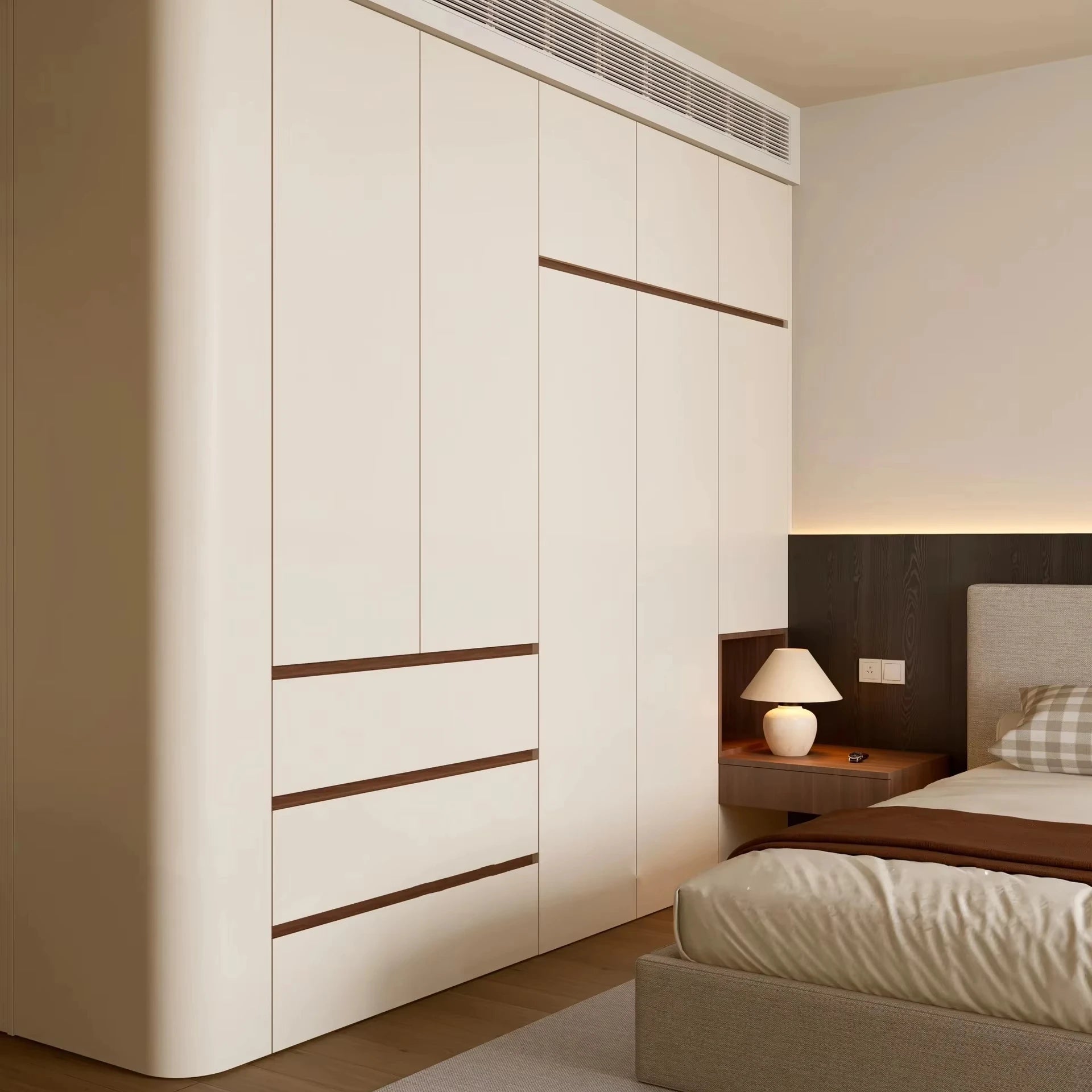 White Minimalist Style Wardrobe with Soft-Close Hinges & Side-Mounted Drawer Slides - Modern Bedroom Furniture