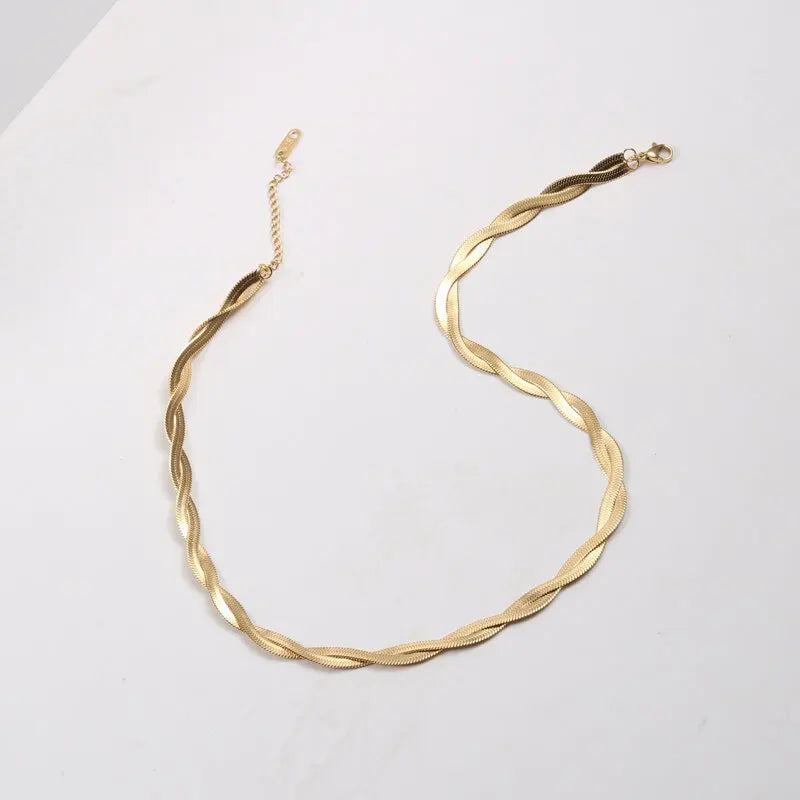 Joolim Jewelry 18K Gold Plated Snake Chain Knot Choker Necklace Dainty Necklace MegaBDM