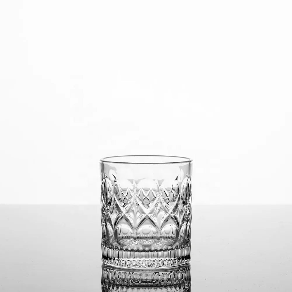 NOVARE 280ml Gorgeous Engraved Transparent Lead-Free Soda-Lime Classic Whiskey Rock Glasses Custom Logo Household Use Stock