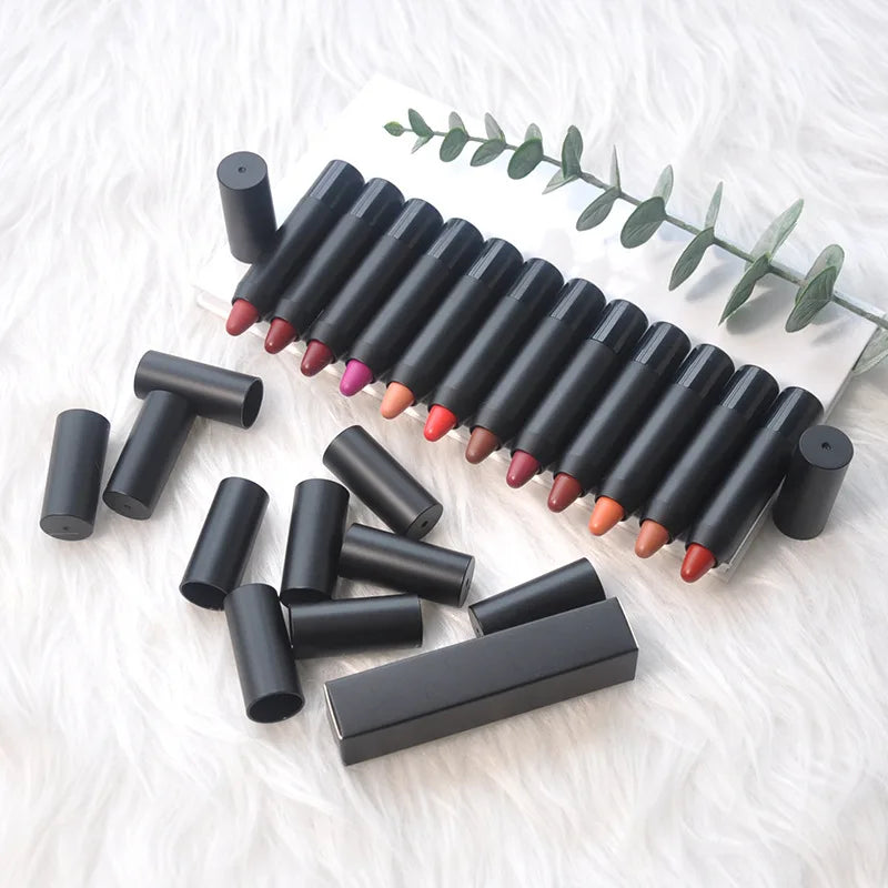 Private Label 12 Colors Vegan Crulety Free Long Lasting Velvet Makeup Matte Crayon Lipstick