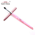 Socheal Oem Pink Acrylic Handle Gel Oval Nylon Nail Art Brushes with Lid