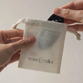 Custom Black Organic Linen Pouch Eco Cotton Drawstring Bag with Logo for Jewelry Custom Ribbon Jewelry Container