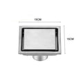 Modern 150 X 150mm Brushed Stainless Steel 304 Tile Insert Square Anti-Odor Shower Bathroom Floor Drainer Easy Clean