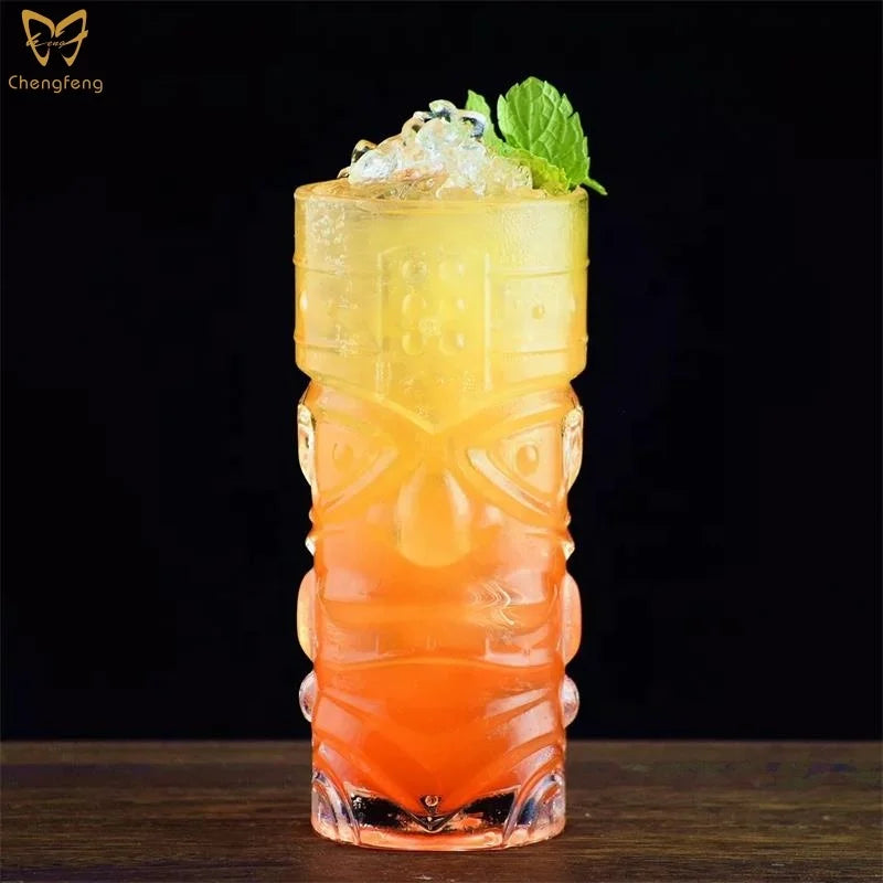 410ml Tiki Totem Juice/cocktail GlassHawaiian Party Barware Crystal Drinking Glass Cup