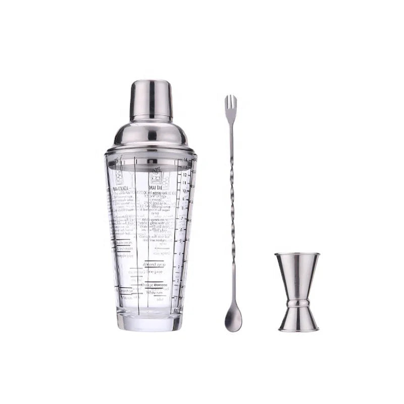 Best Selling 17oz Stainless Steel Martini Glass Shaker Bartender Kit Crystal Cocktail Shaker Set Premium Mixing Customizable Bar