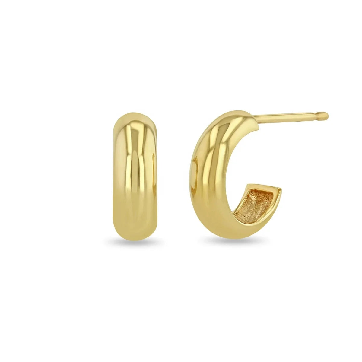 LOZRUNVE Real 925 Sterling Silver Minimalist Half Stud Huggie Hoop Earring