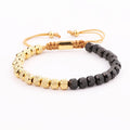 High Quality Gold Black Plating Stainless Steel Beaded Custom Macrame Friendship Bracelet Custom Logo Men JBS11417