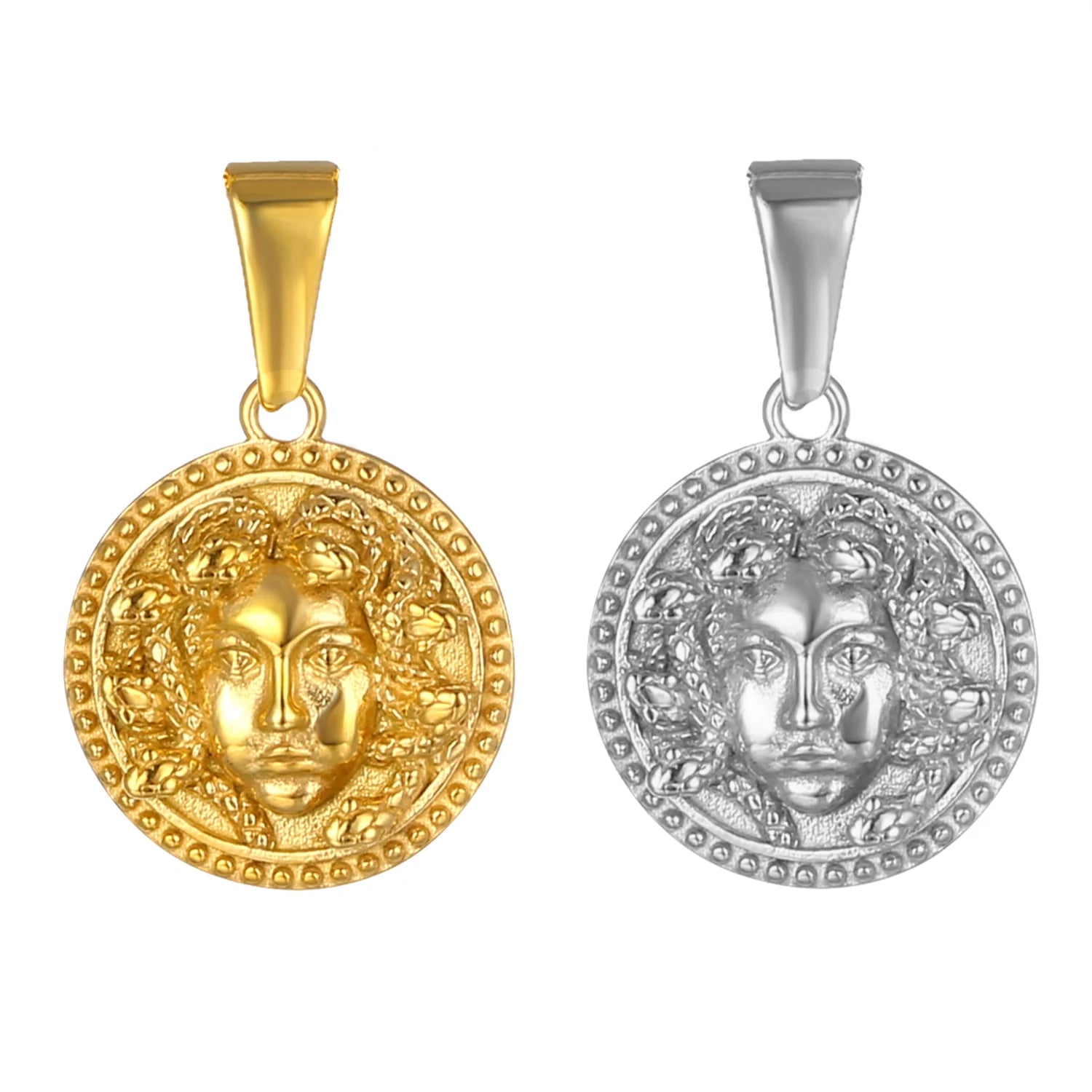 New Arrival Ancient Greek Medusa Pendant Hiphop 18K PVD Gold Plated Jewelry Mythology Medusa Pendant for Men Necklace
