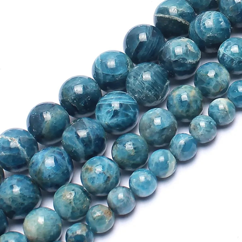 Fashion round Beads 4/6/8/10/12mm Natural Genuine Blue Ocean Apatite for Jewelry Making