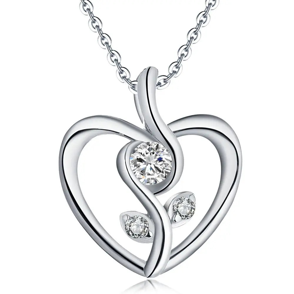 Wholesale Hot Sale 925 Sterling Silver Heart Rose Necklace Women Zircon Initial Personalised Birth Flower Necklace
