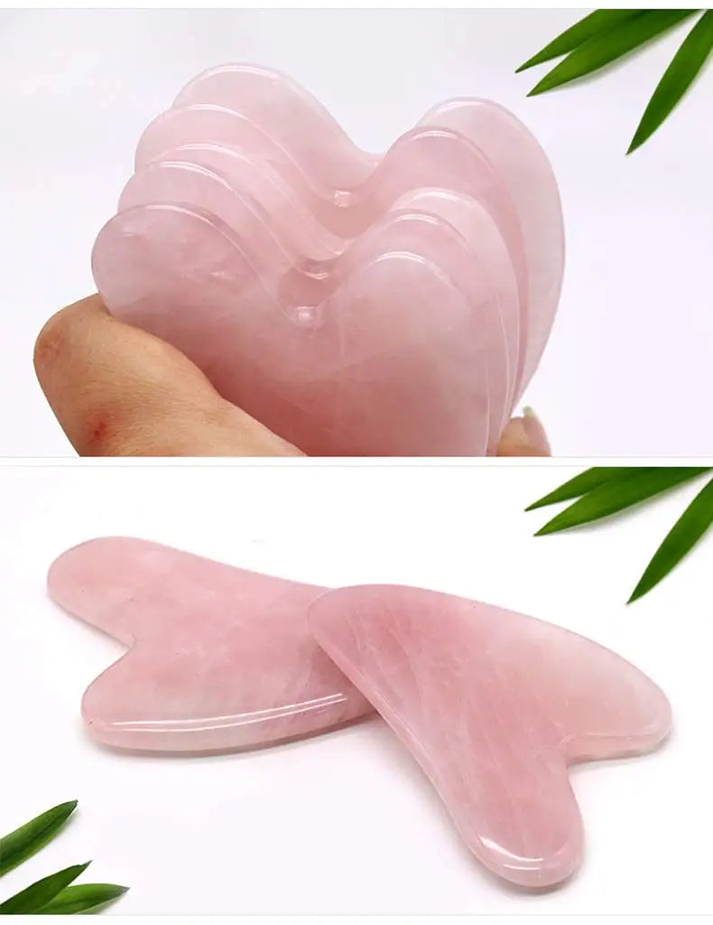 100% Handmade Natural Rose Quartz Gua Sha Board Beauty Scraping Massage Tool Face Lift for Commercial Home Use SPA