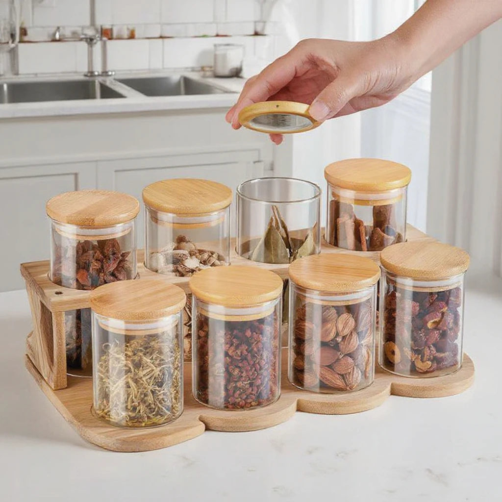 YOLOWE HOME Kitchen Canister Sets Food Storage & Spice Containers with Spice Jars