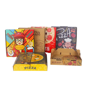 Wholesale 6 7 8 9 10 12 Inch Take-away Pizza Box Factory Supply Custom logo Printing Pizza Delivery Corrugated Paper Box