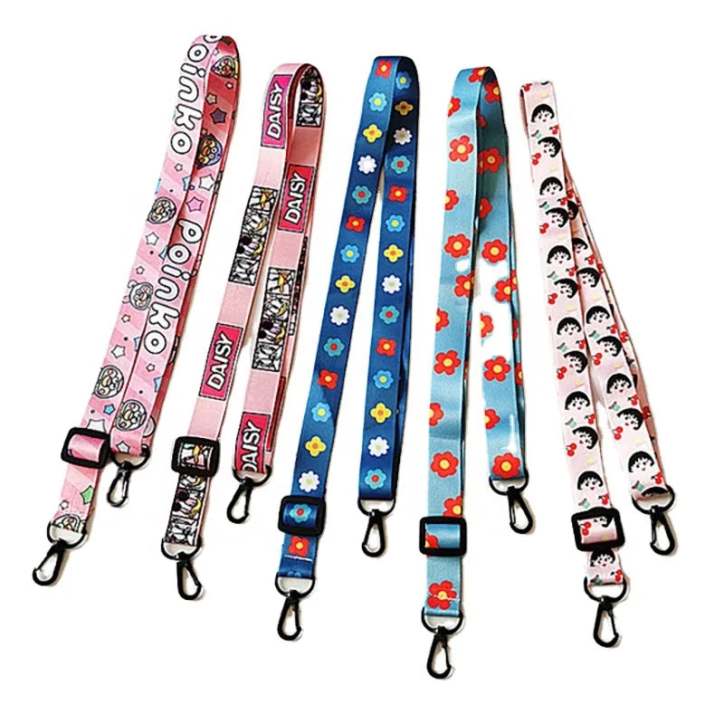 Adjustable Kids Face Mask Lanyard Wholesale Cartoon Colors Polyester Strap with Hook Accessory Custom Logo Options