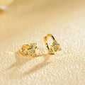 Gold Plated Hoop Flower Jewelry Fine Round Zirconia Cut Sterling Silver Earrings Trendy Style for Weddings and Parties