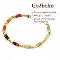 Go2boho Natural Stone Beaded Stretch Bracelet Women Gold Plated Beads Stackable Handmade Gemstone Jewelry Fashion Gift