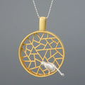 Lotus Fun Handmade 925 Sterling Silver Jewelry  Hollow Pendant Cat Playing the Window Pendant for Women Fine Jewelry for Women