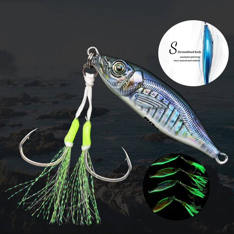 Japan Little Jack 3d Printing 60g/80g Saltwater Sea Fishing Jig With Assist Hooks Metal Jig Offshore Slow Pitch Jigging Lures