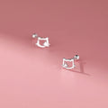 High Quality S999 Sterling Silver Zircon Cat Thread Stud Earrings for Women Jewelry Accessories YB-XY-143