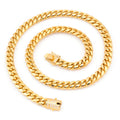 Stainless Steel Real Gold Plated 14k Luxury Iced Out Crystal Miami Cuban Link Chain  Necklace for Women Men
