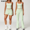 PASUXI New Women's High Compression Sports Fitness Yoga Wear 2 Piece Sets Gym Sports Bra Soft Flared Yoga Pants Set