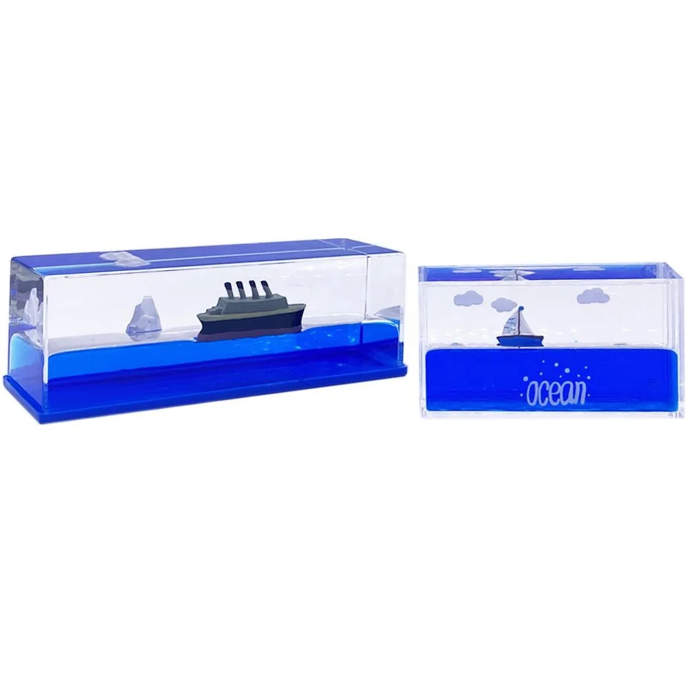Home Decoration Cruise Fluid Drift Bottle Desktop Paperweight Cruise Fluid Supplier Decompression Toy Cruise Fluid Drift Bottle