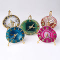 Beautiful Luxury Crystal Crafts Agate Stone Slices Desk Clock for Home Decoration