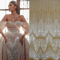2023 Hot Luxury Heavy White French 3d Beaded Embroidery Sequins Lace Bridal Wedding African Dress HY2089