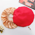 Double Layer Adjustable Elastic Silk Shower Cap Breathable Solid Color for Premium Hair Care Confinement-Eye Health Supplies