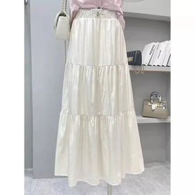 S-XL Cake Fluffy Skirt Half Skirt High Waisted Slimming A-line Pleated French Waist Length Skirt