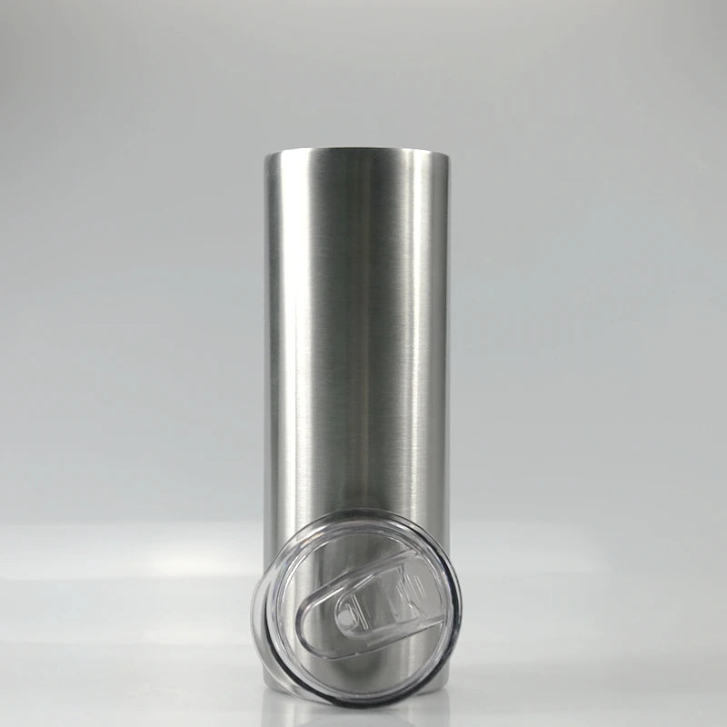 Customized Straight Skinny Tumbler 20OZ Double Wall Stainless Steel Coffee Mugs with Leak Proof Lids Skinny Tumblers