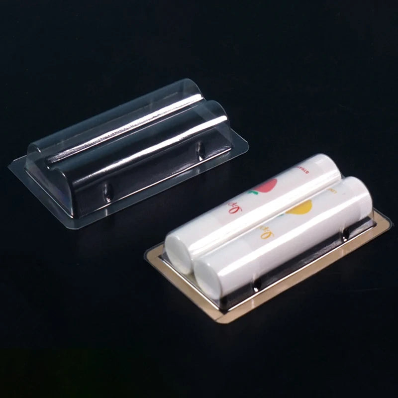 Custom Double Lip Balm Container Packaging Blister Tray Plastic Lip Balm Tube Packaging Tray Box with Adhesive Backing