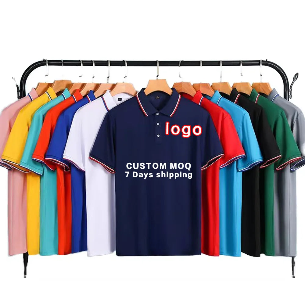 Wholesale customization of your brand printed embroidered logo polo shirt blank men's polo t-shirt plain men's polo shirt