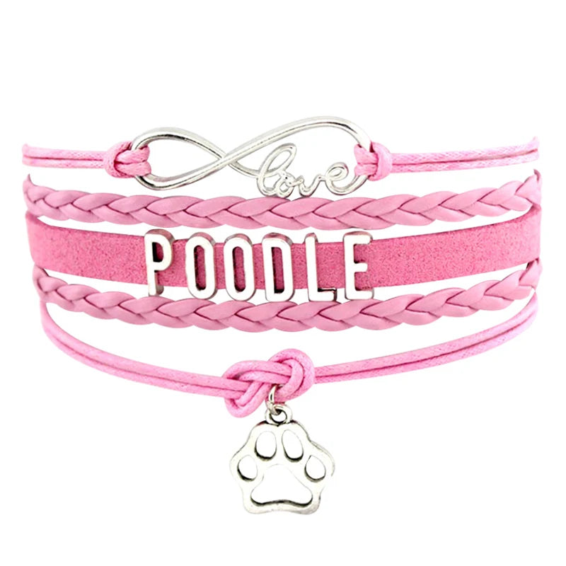 Manufacturer Infinity Love Galgo Poodle Scottish Terrier Sheepdog Corgi Shih Tzu VIZSLAS Dog Mom Handmade Leather Wrap Bracelet